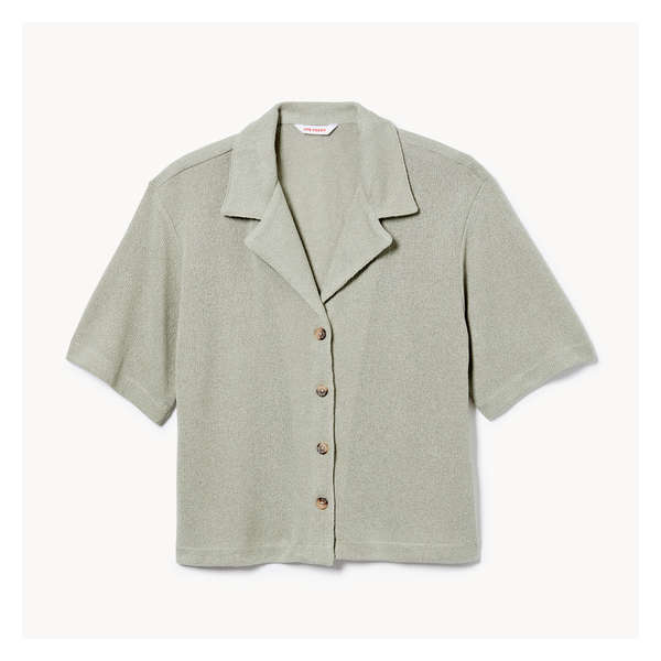 Button-Up Knit Shirt - Khaki Green