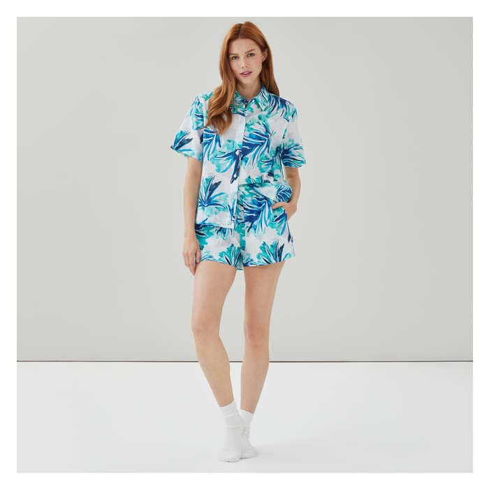 Women's Poplin Sleep Short - Blue