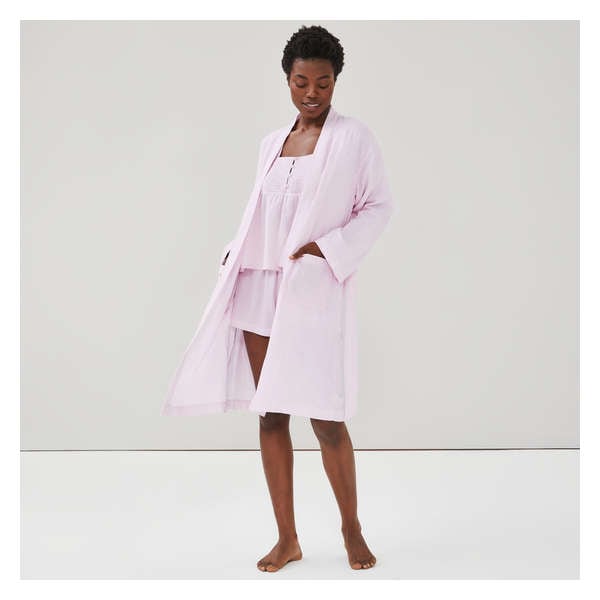 Stripe Gauze Robe - Pale Pink