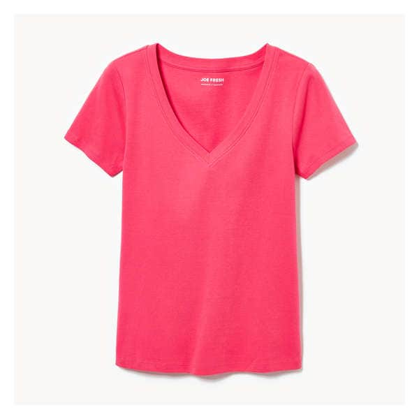 Essential Organic Cotton V-Neck T-Shirt - Bright Pink