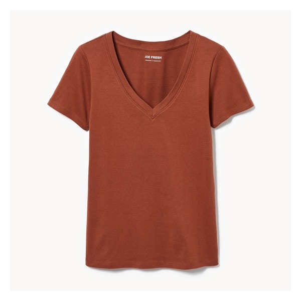 Essential Organic Cotton V-Neck T-Shirt - Brown