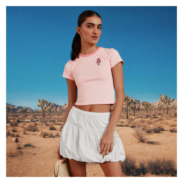 Poplin Bubble Mini Skirt - Bright White