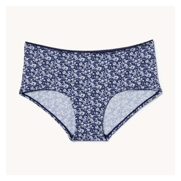 Printed Picot Boyshort - Navy