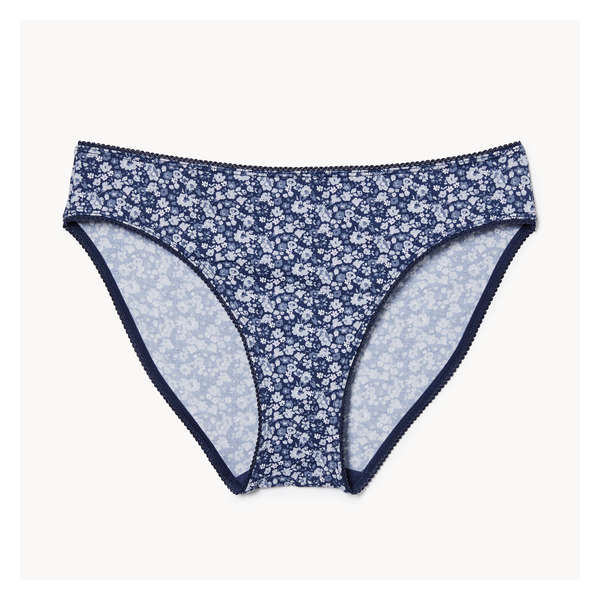 Printed Picot Bikini - Navy