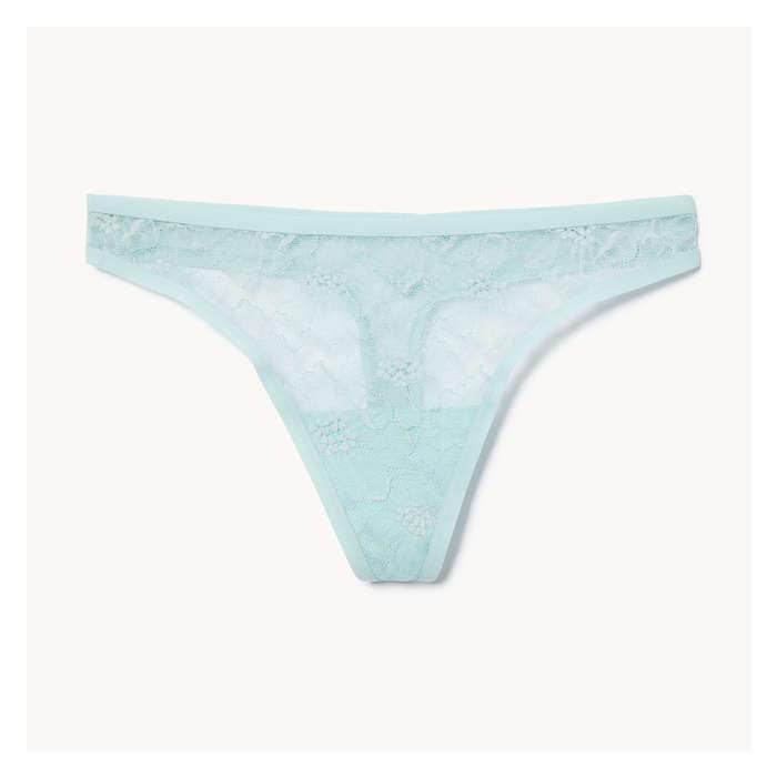 Women's Floral Lace Thong - Blue