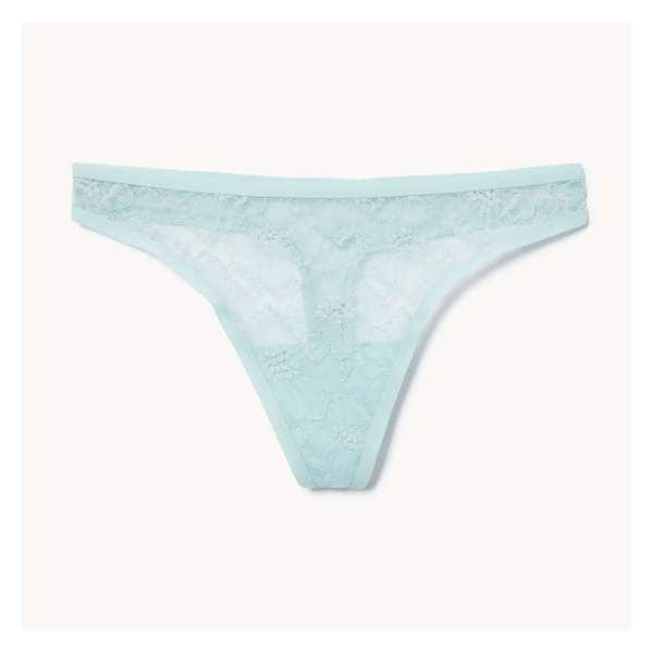 Floral Lace Thong - Blue