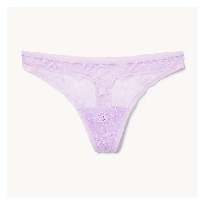 Women's Floral Lace Thong - Lilac