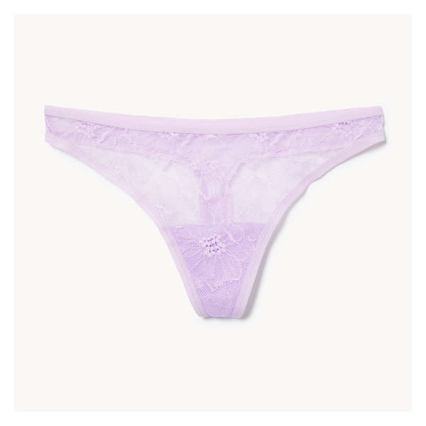 Floral Lace Thong - Lilac