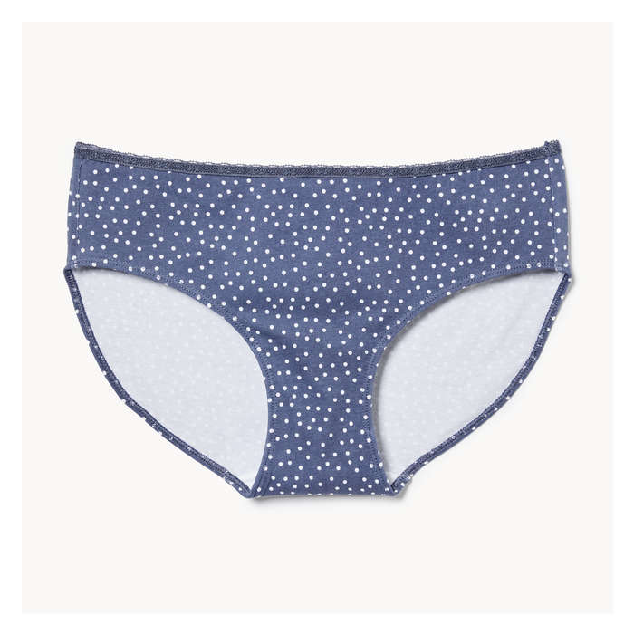 Aux Femmes Culotte à taille basse en dentelle de coton - Marine