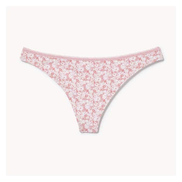 Cotton Lace Thong - Peach