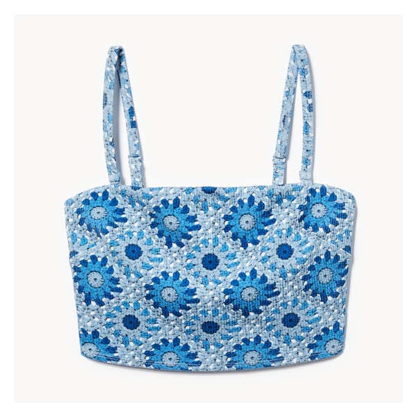 Longline Bandeau Swim Top - Blue
