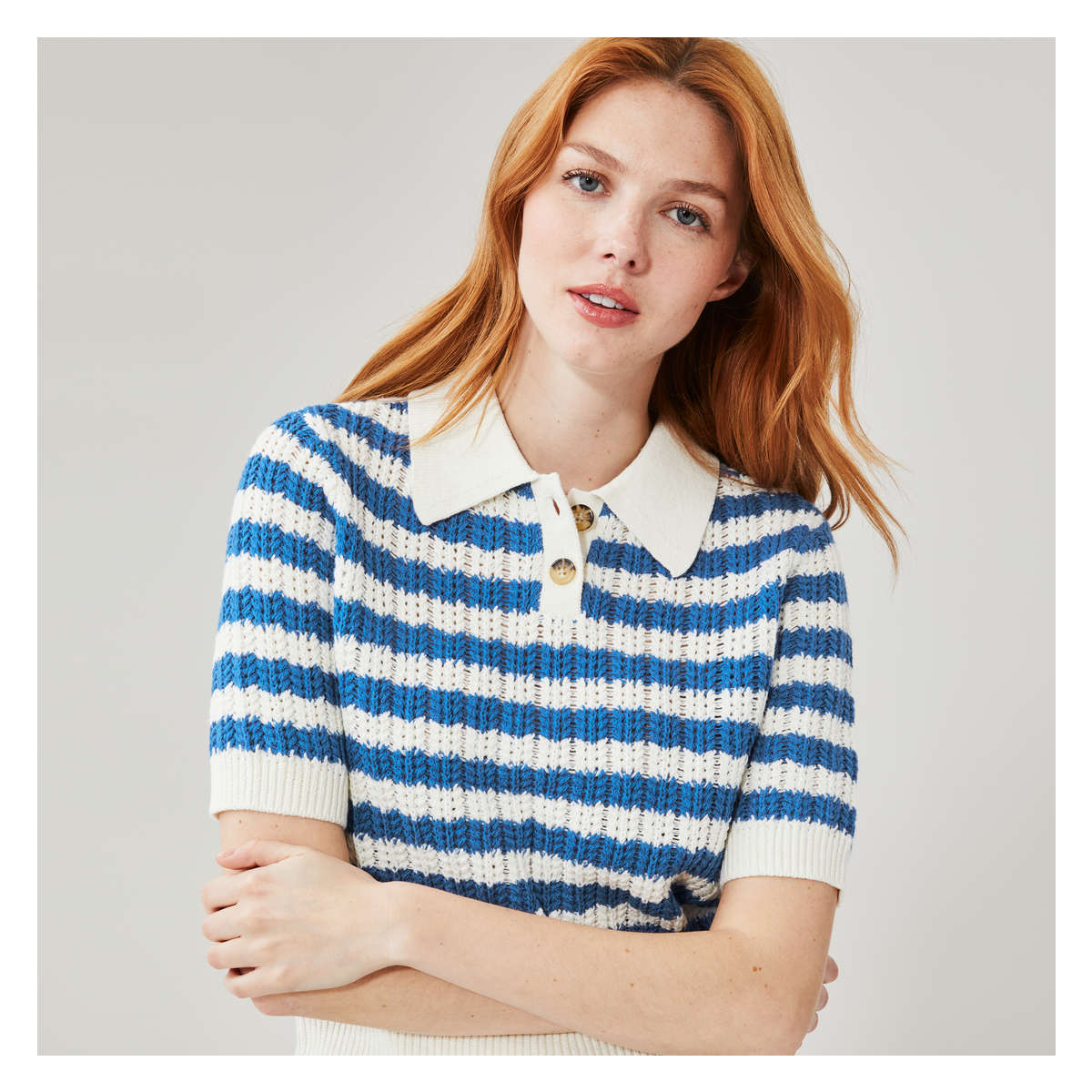Stripe Knit Polo