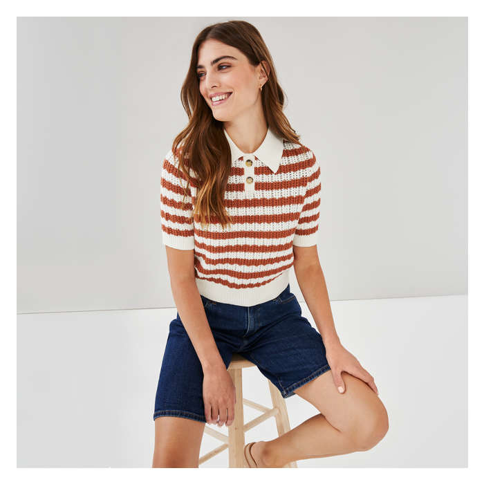 Women's Stripe Knit Polo