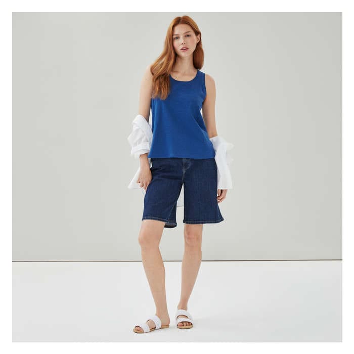 Aux Femmes Tanga en coton - Bleu