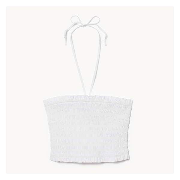 Smocked Halter Top - Bright White