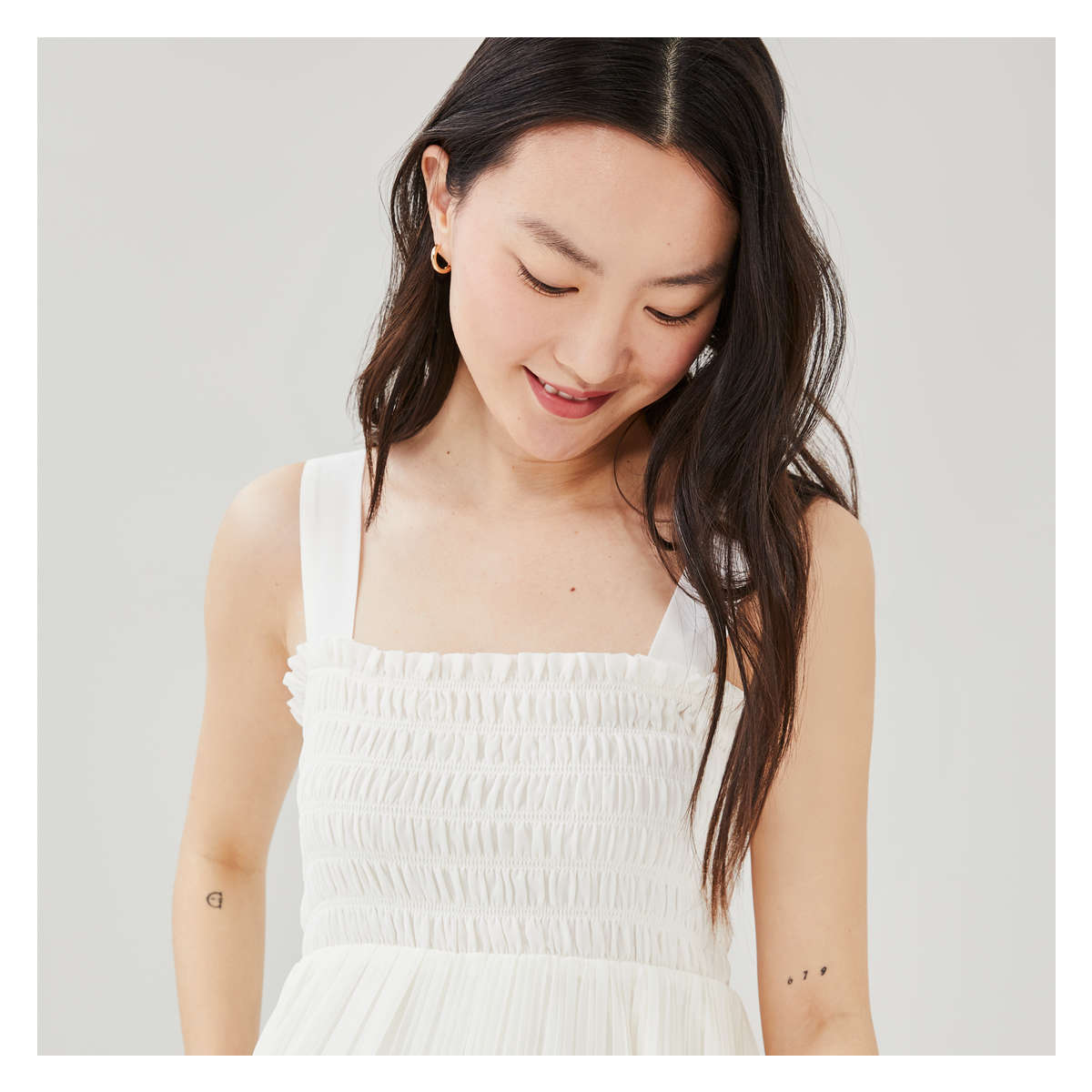 Crepe Tiered Midi Dress
