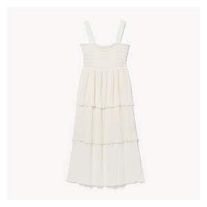 Crepe Tiered Midi Dress - Cream