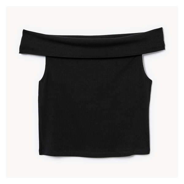 Rib Off-The-Shoulder Top - JF Black