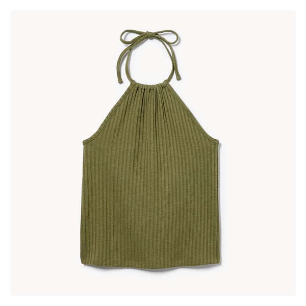 Rib Halter Top - Olive