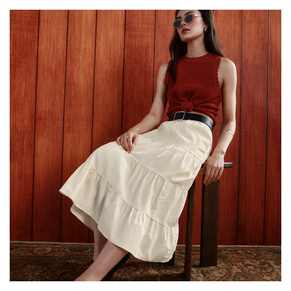Tiered Midi Skirt - Cream