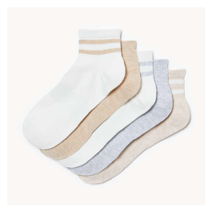 Women's 5-Pack Rib Quarter-Crew Socks