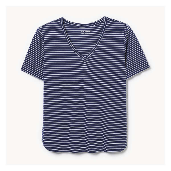 Stripe Relaxed V-Neck T-Shirt - Navy