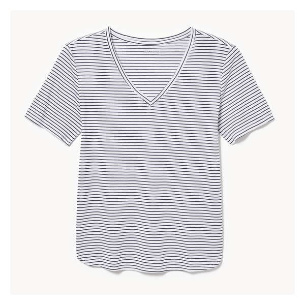 Stripe Relaxed V-Neck T-Shirt - White