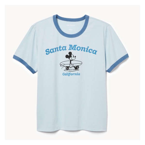 Mickey Mouse Santa Monica Ringer T-Shirt - Light Blue