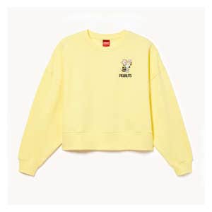 Peanuts Cropped Crewneck Sweatshirt - Light Yellow