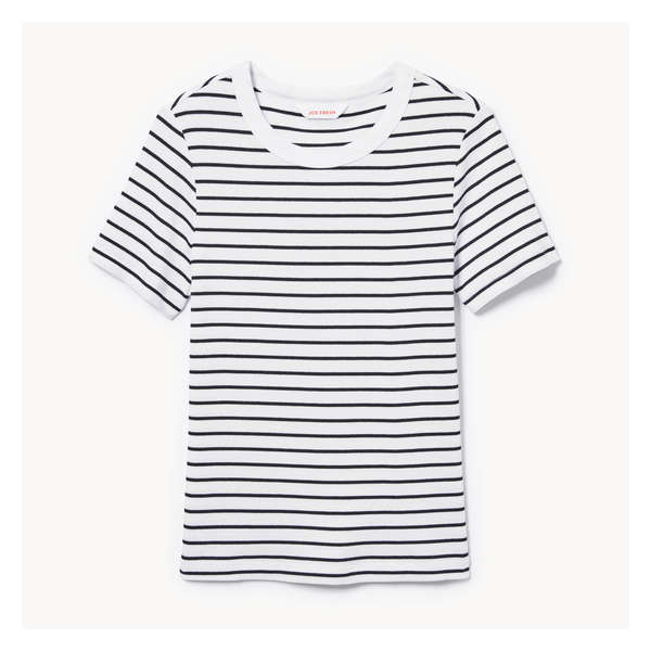 Stripe Rib T-Shirt - White