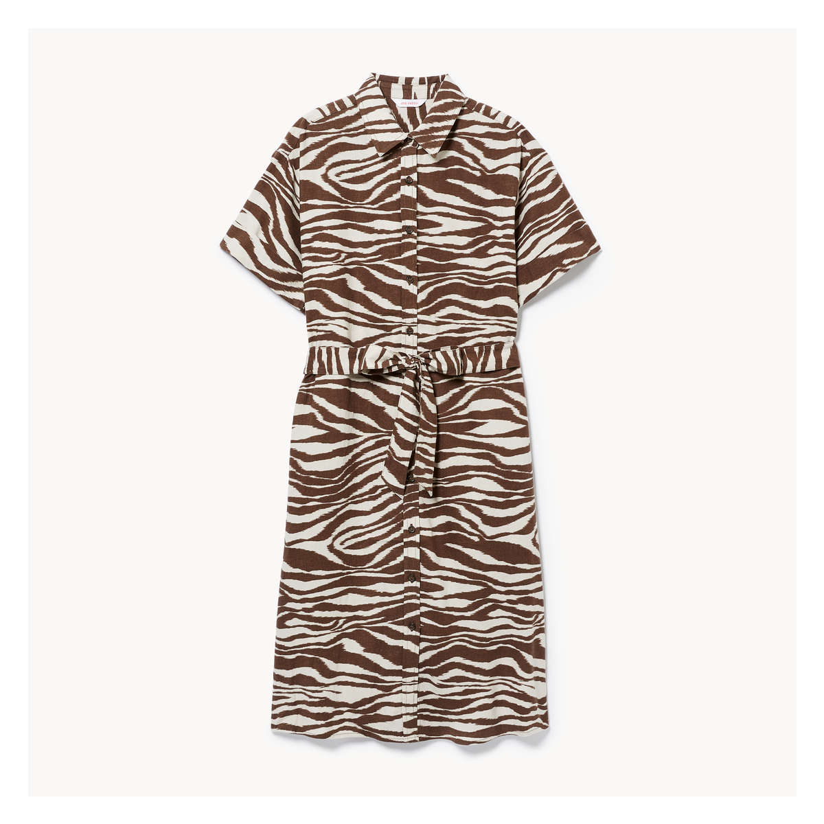 Linen Blend Button-Up Midi Dress