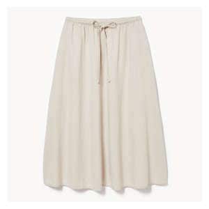 Linen Blend Midi Skirt - Linen