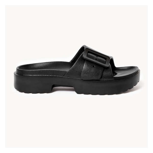 Chunky Buckle Slides - Black