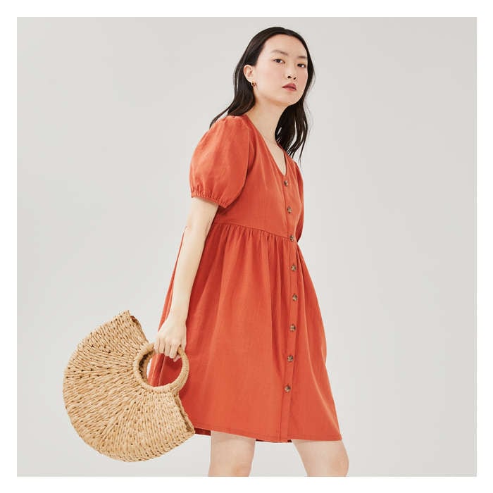 Aux Femmes Robe midi boutonnée - Cuivre