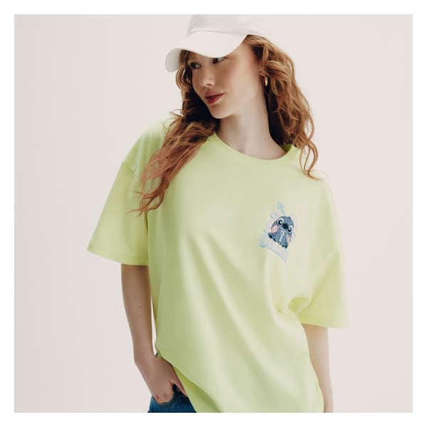 Disney Stitch Oversized Graphic T-Shirt - Mint Green