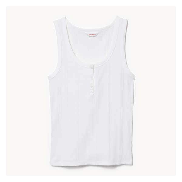 Henley Ribbed Tank - Bright White
