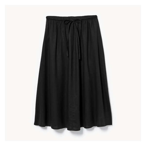 Linen Blend Midi Skirt - JF Black