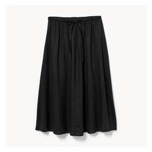 Linen Blend Midi Skirt - JF Black