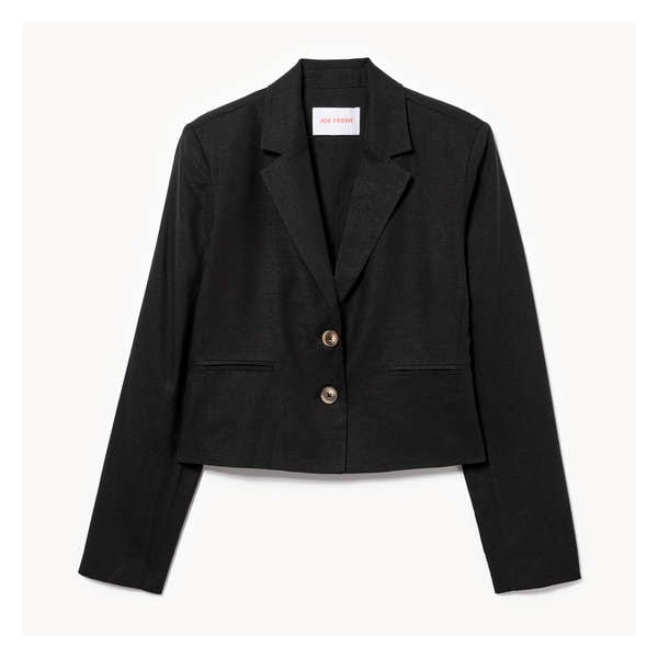 Linen Blend Crop Blazer - JF Black