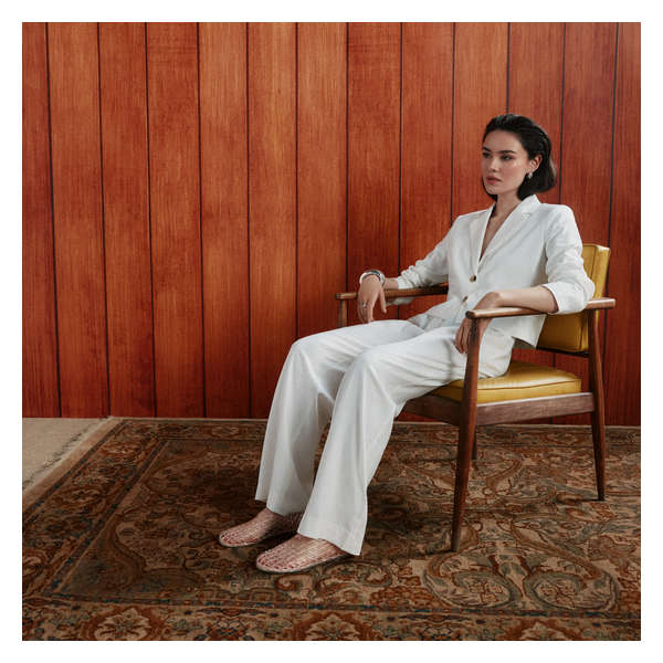 Linen Blend Pleated Trouser - Bright White