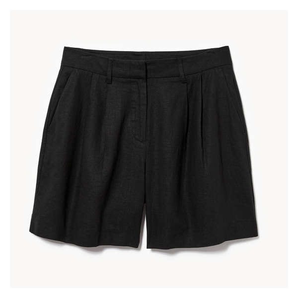 Linen Blend Pleated Trouser Short - JF Black