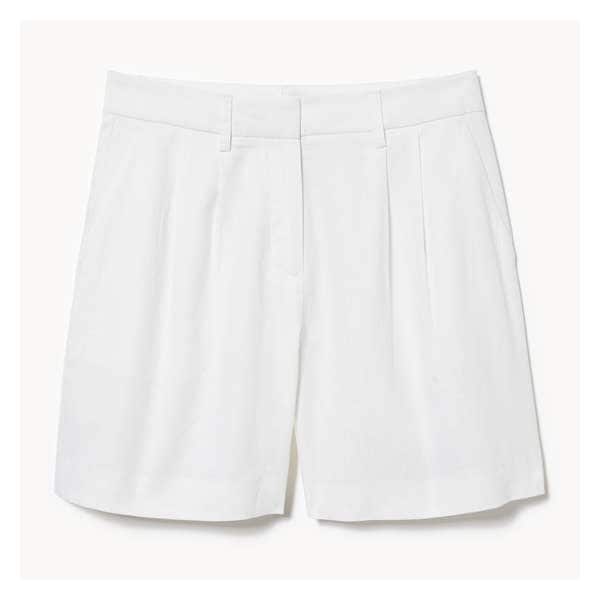 Linen Blend Pleated Trouser Short - Bright White