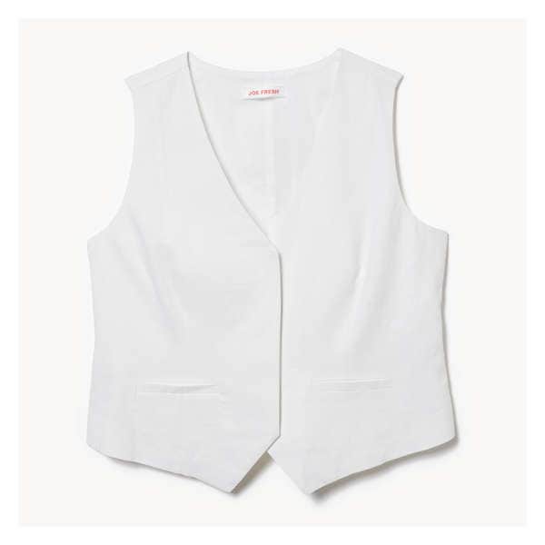 Linen Blend Vest - Bright White