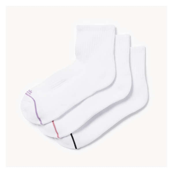 Bench 3-Pack Quarter-Crew Socks - White