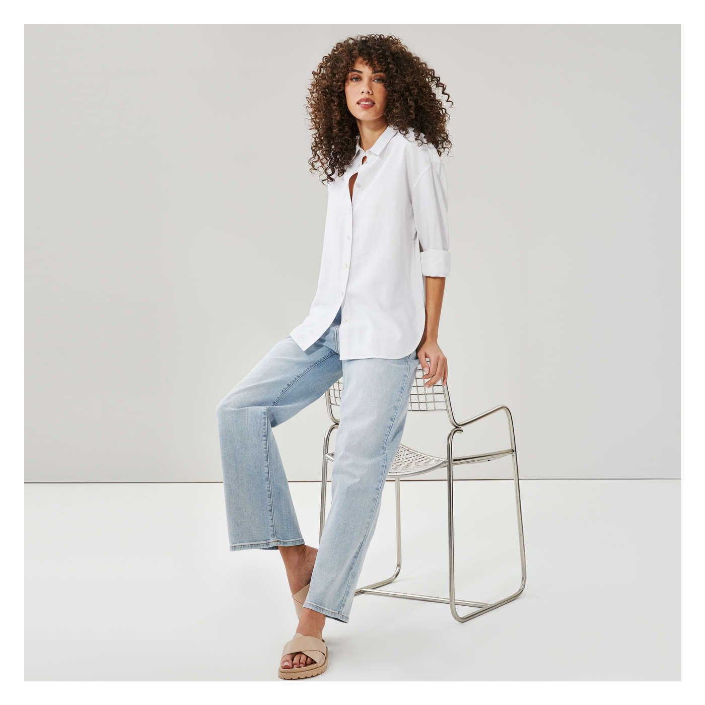Ellen Tracy Linen Blend Button-Up Shirt