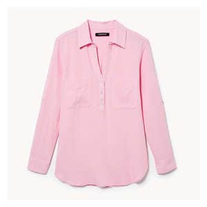 Ellen Tracy Linen Blend Shirt - Pink