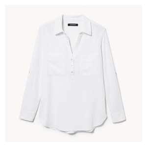 Ellen Tracy Linen Blend Shirt - White