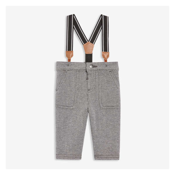 Baby Boys' Suspender Pant - Charcoal Mix