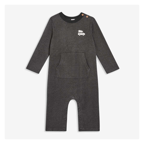 Baby Boys' Chest Graphic Romper - Charcoal Mix