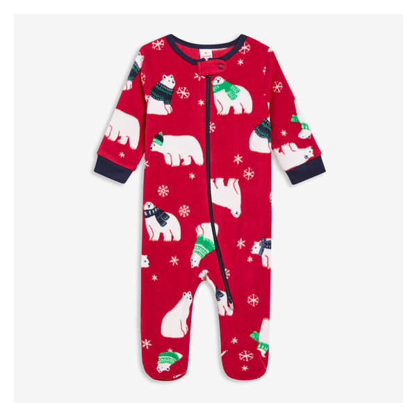 Baby Holiday Footed Sleeper - Bright Red